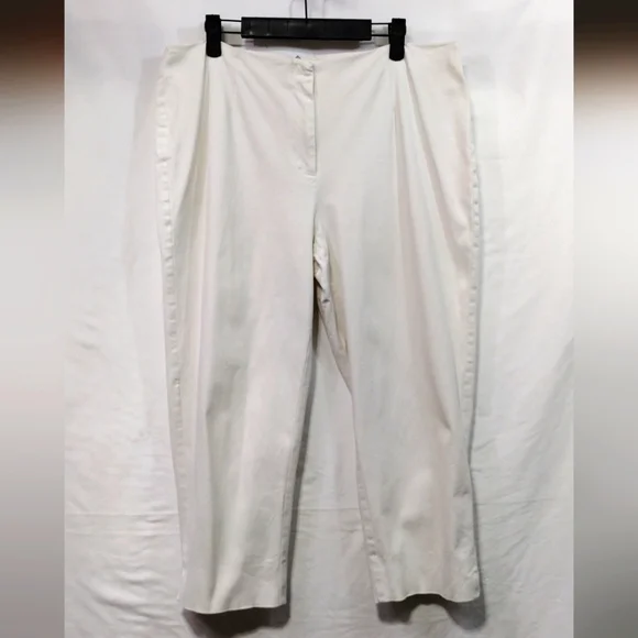 Chico's Cropped Pants Women's L White Tapered Minimalist Summer Business Career - Picture 1 of 7